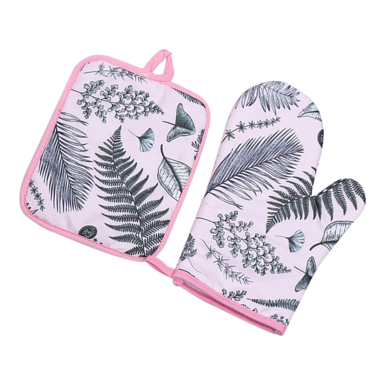 2pcs Printed Oven Gloves BBQ Gloves Oven Grill Glove Fireplace Gloves Grilling