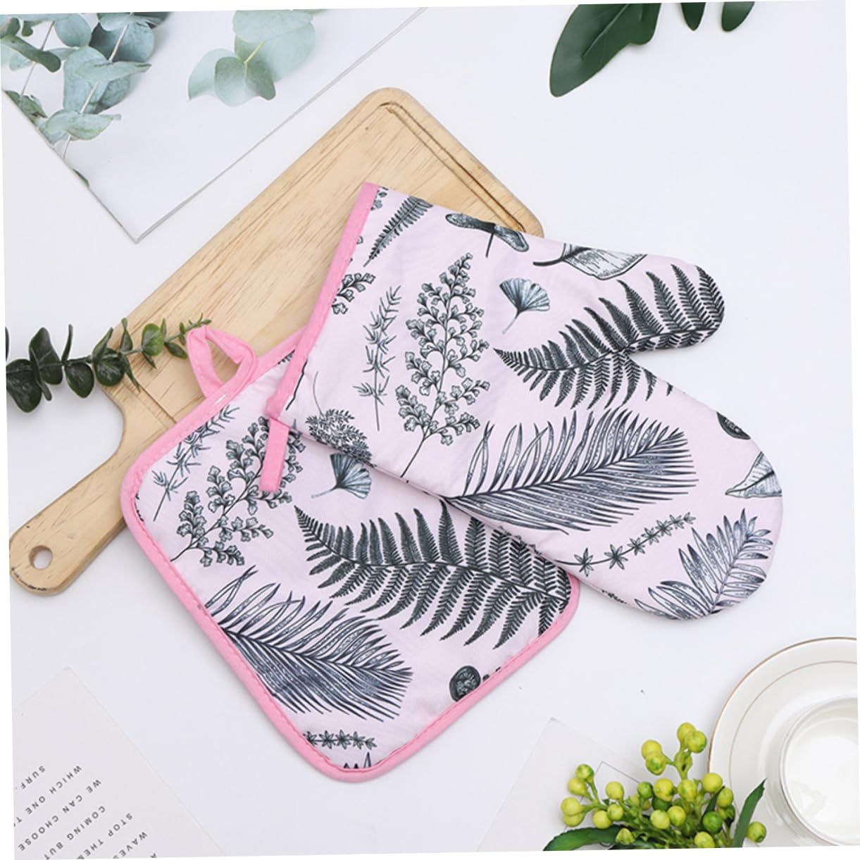 2pcs Printed Oven Gloves BBQ Gloves Oven Grill Glove Fireplace Gloves Grilling view 2