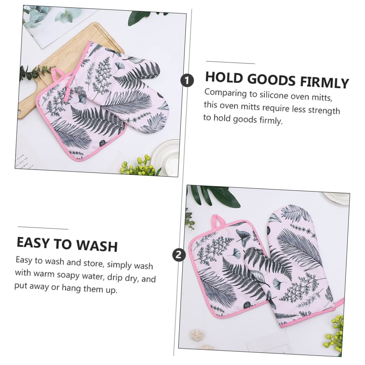 2pcs Printed Oven Gloves BBQ Gloves Oven Grill Glove Fireplace Gloves Grilling view 3