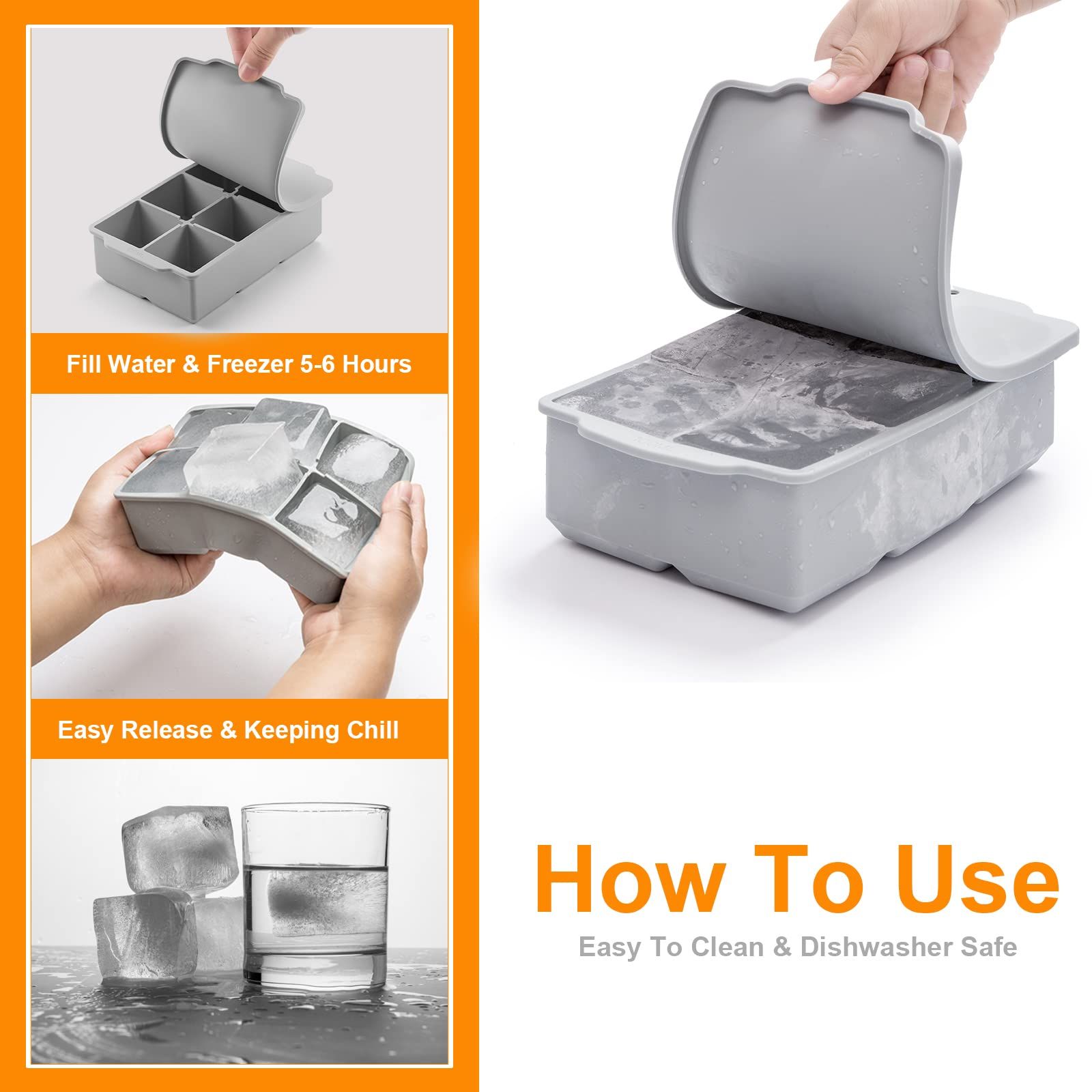 Large Ice Cube Tray with Lid view 2