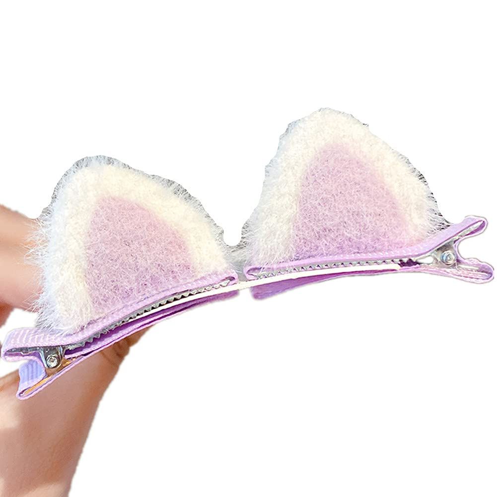 2pcs/set Rainbow Cat Ears Cute Barrettes Bunny Glitter Girls Fabric Kids