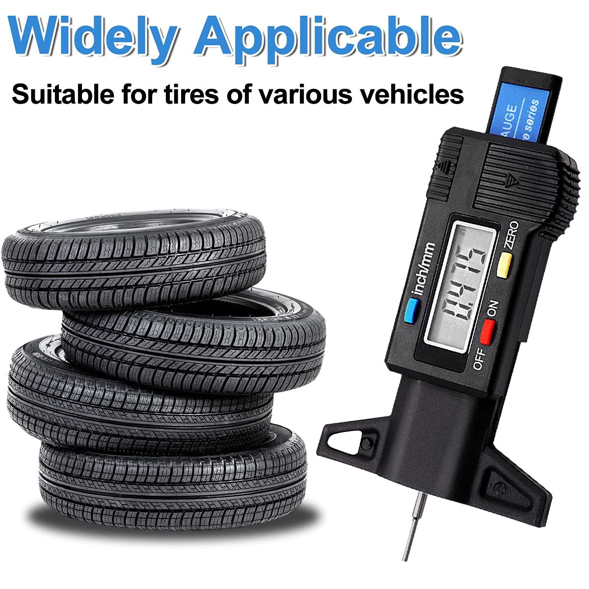 Tire Tread Depth Gauge, Digital Tire Tread Depth Gauge LCD with Inch and MM view 2
