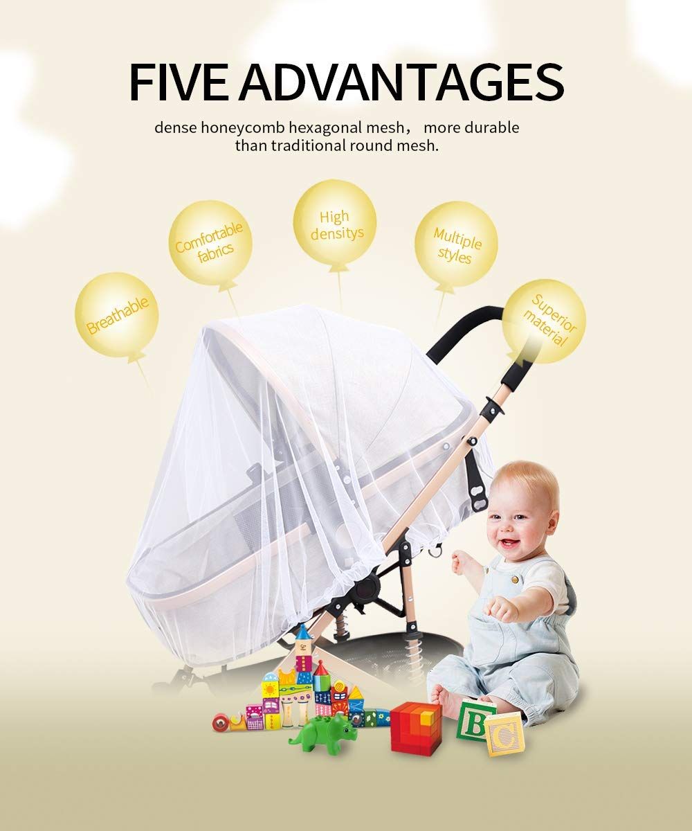 Mosquito Net for Stroller - Protective Baby Stroller Mosquito Net Bassinets view 5