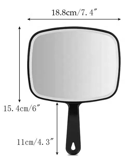 Hand Mirror, Black Handheld Mirror with Handle,Single-sided glass mirror with view 2
