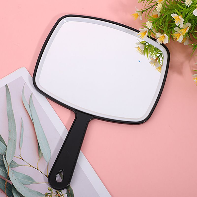 Hand Mirror, Black Handheld Mirror with Handle,Single-sided glass mirror with view 3