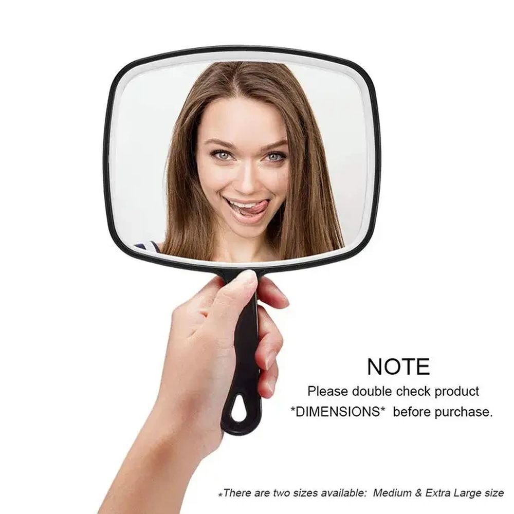 Hand Mirror, Black Handheld Mirror with Handle,Single-sided glass mirror with view 5