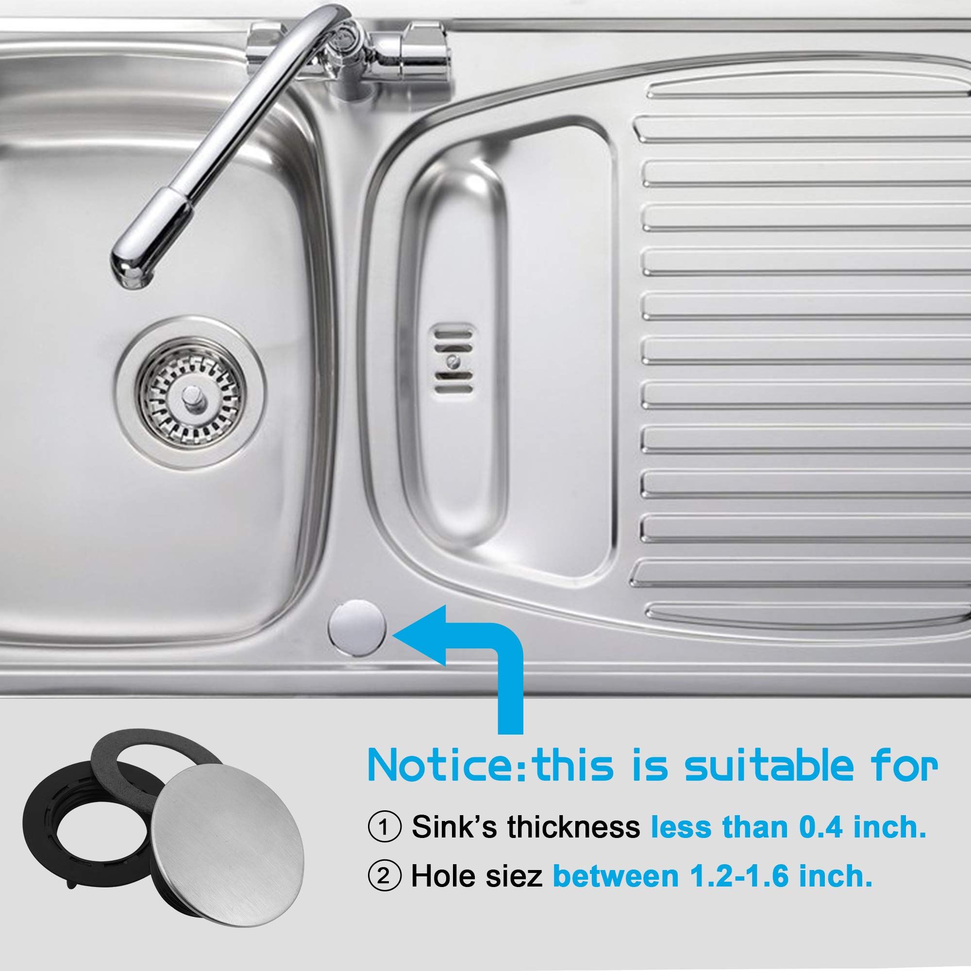 Kitchen Faucet Hole Cover Stainless Steel view 2
