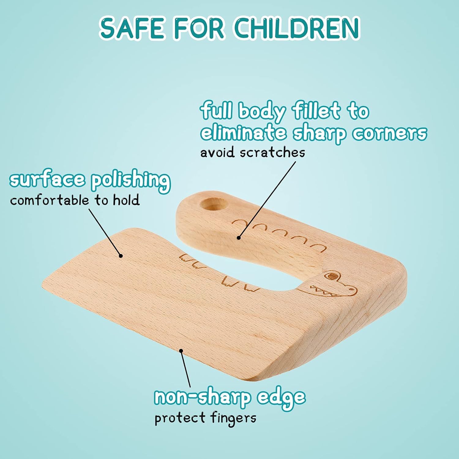 2 Pieces Wooden Kids Knife for Cooking view 2
