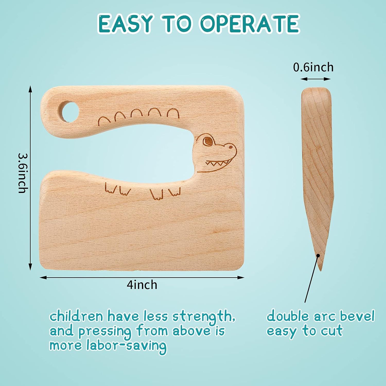 2 Pieces Wooden Kids Knife for Cooking view 3