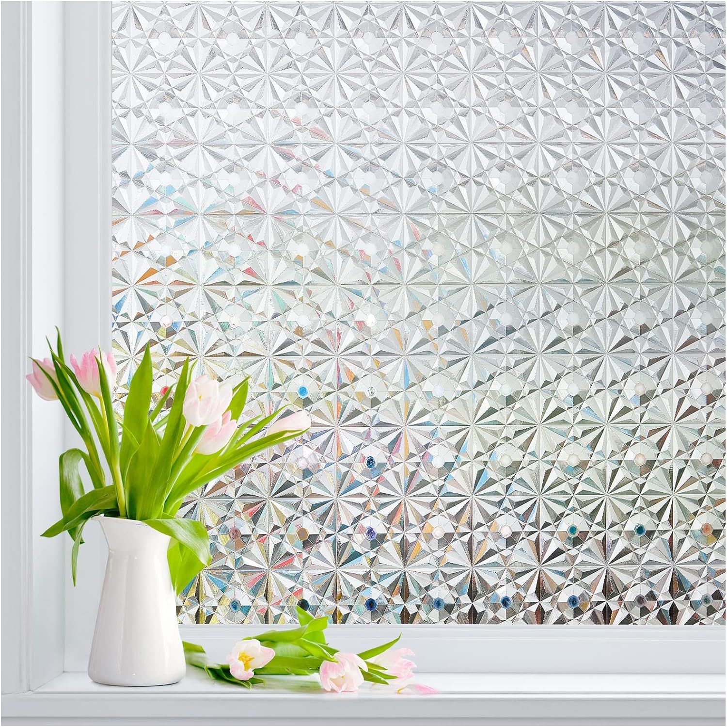 Window Privacy Film Frosted GlassClings: Stained Glass Rainbow Bathroom Film — image 1
