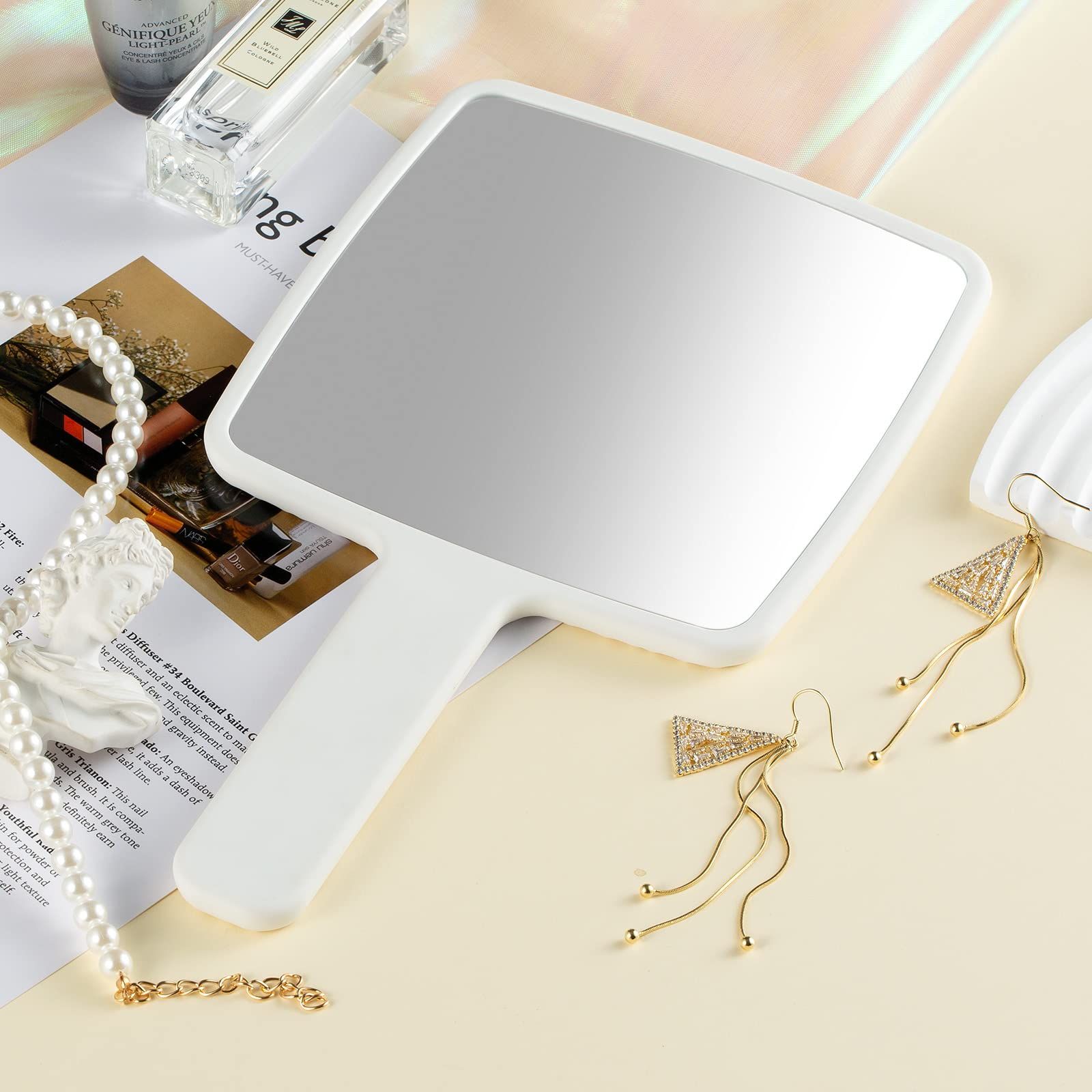 Hand Mirror, Handheld Mirror with Handle for Makeup, Portable Cute Hand held view 4