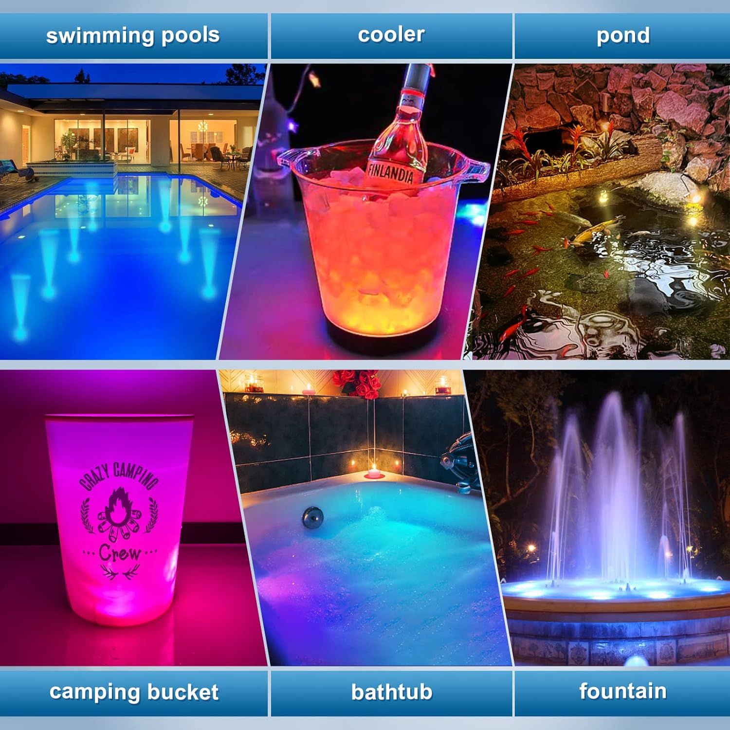 Pool Lights, Submersible LED Lights Hot Tub Underwater Pool Lights for view 3