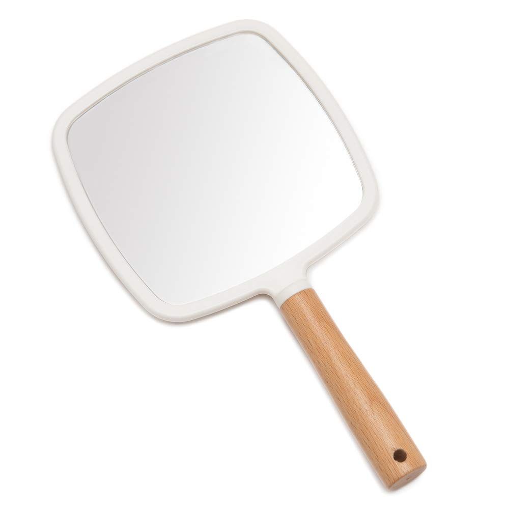 Hand Mirror,Natural Bamboo Hand Held Mirror with Handle,Small Cute Handheld — image 1