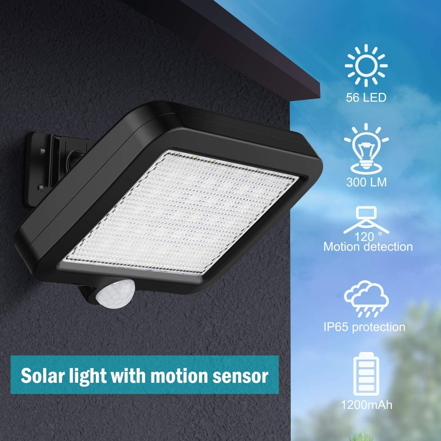 Solar Light Outdoor, 56 LED Solar Light Outside with Motion Detector, IP65 view 4