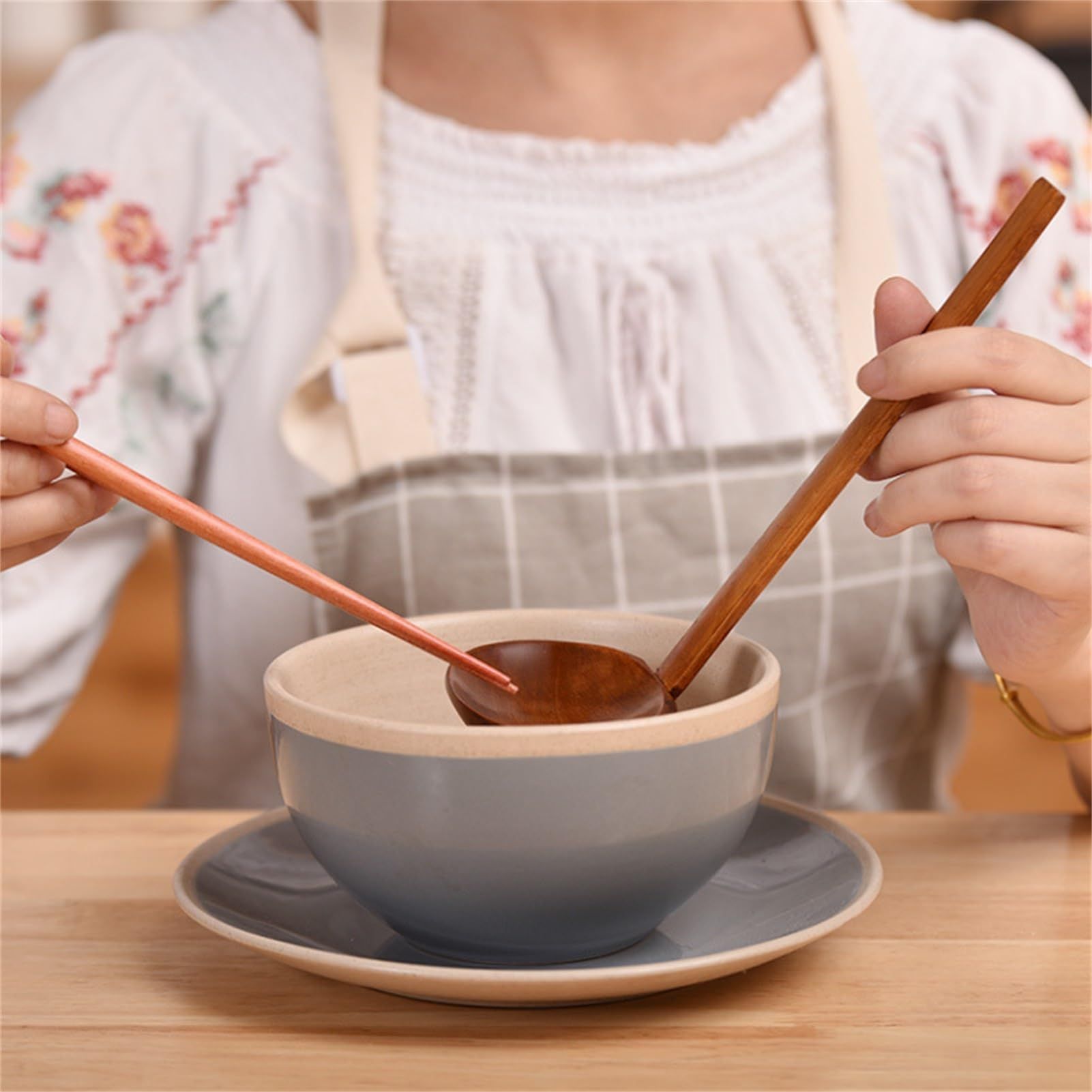 Set of Handmade Wooden Ramen Spoon - Long Handle Soup Spoon - Japanese Spoon view 2