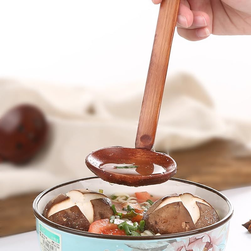 Set of Handmade Wooden Ramen Spoon - Long Handle Soup Spoon - Japanese Spoon view 4