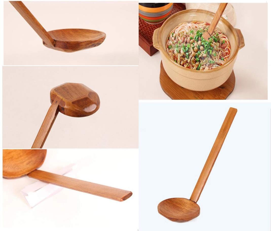 Set of Handmade Wooden Ramen Spoon - Long Handle Soup Spoon - Japanese Spoon view 5