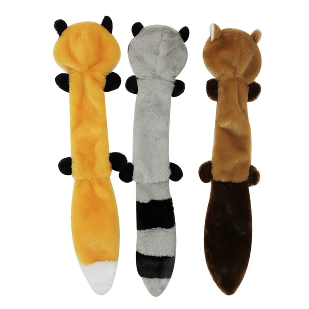 3 Soft Raccoon, & Squirrel - No Stuffing Squeaky Dog Toys, Unstuffed Chew Toy view 5