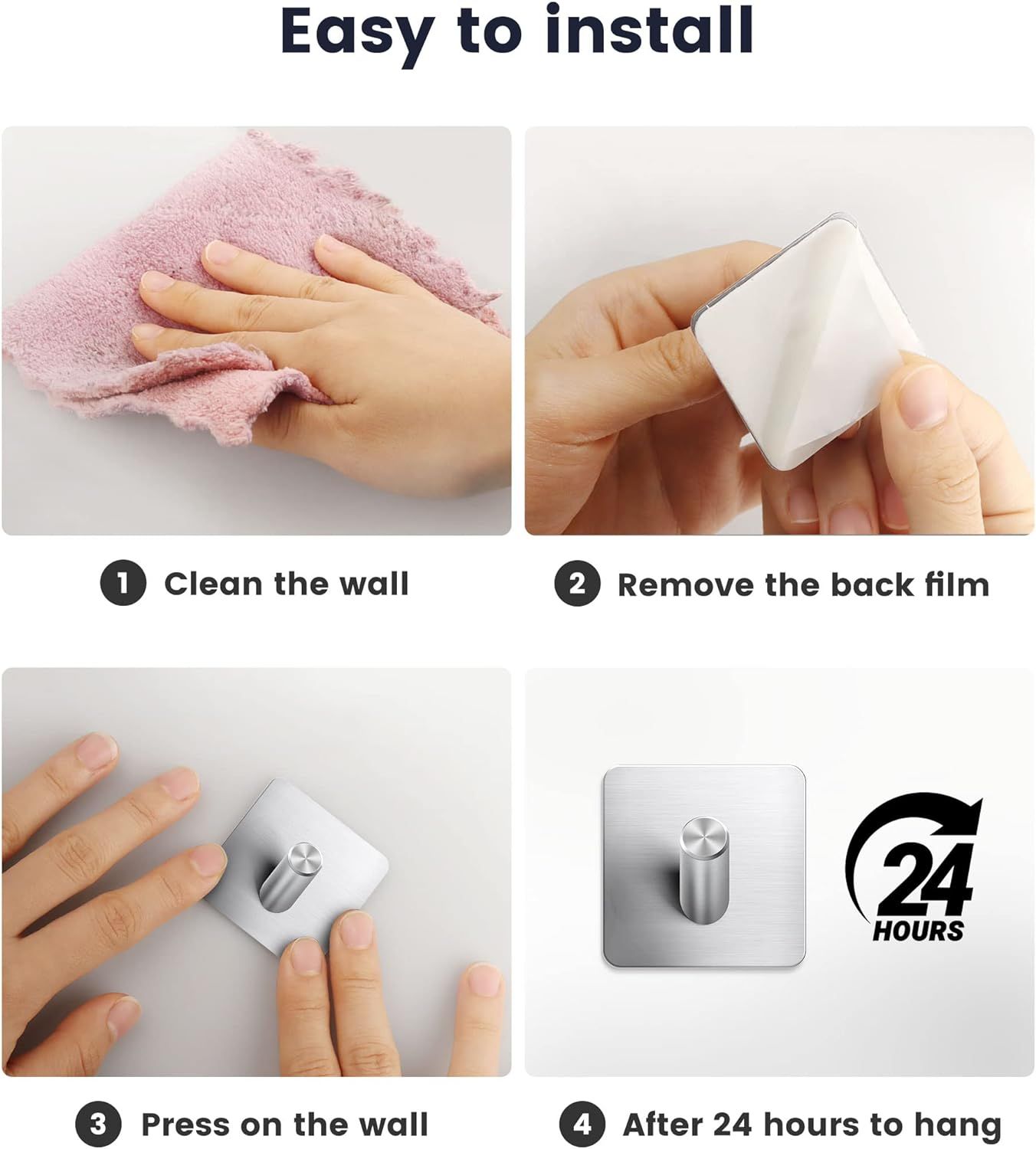 4 PCS Heavy Duty Adhesive hooks view 5