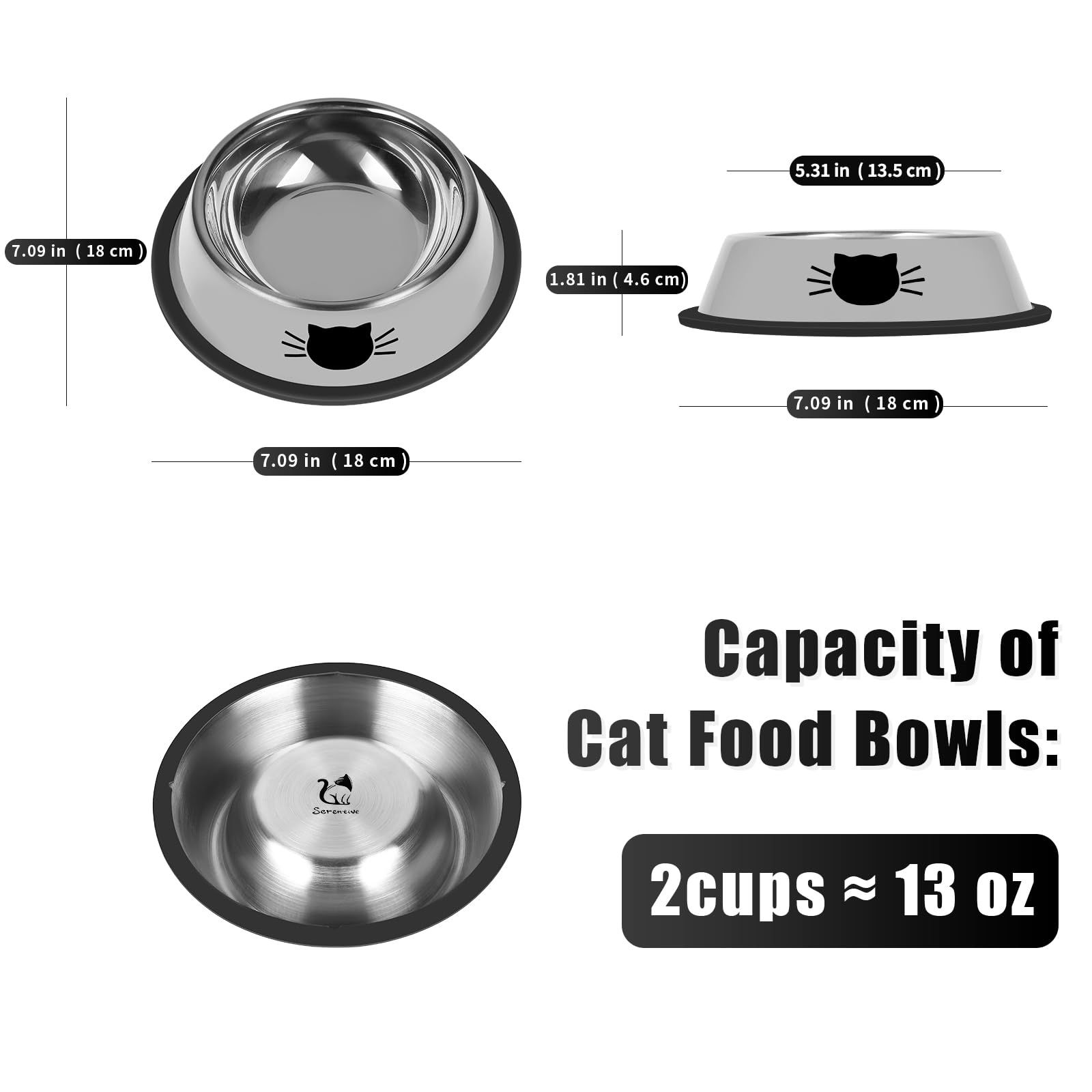 Cat bowl anti slip stainless steel cat food bowl not broken view 3