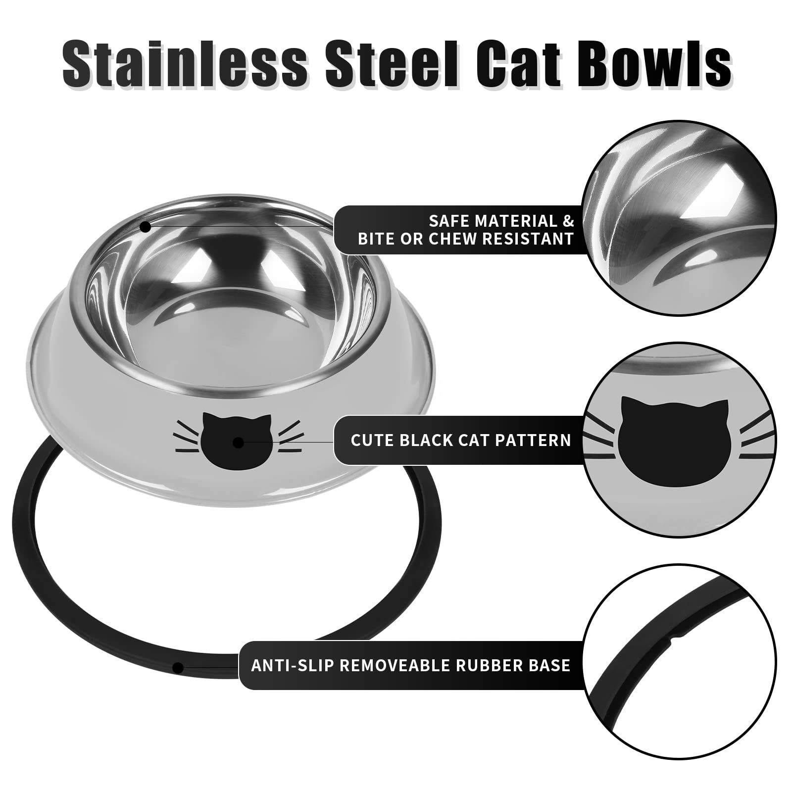 Cat bowl anti slip stainless steel cat food bowl not broken view 5