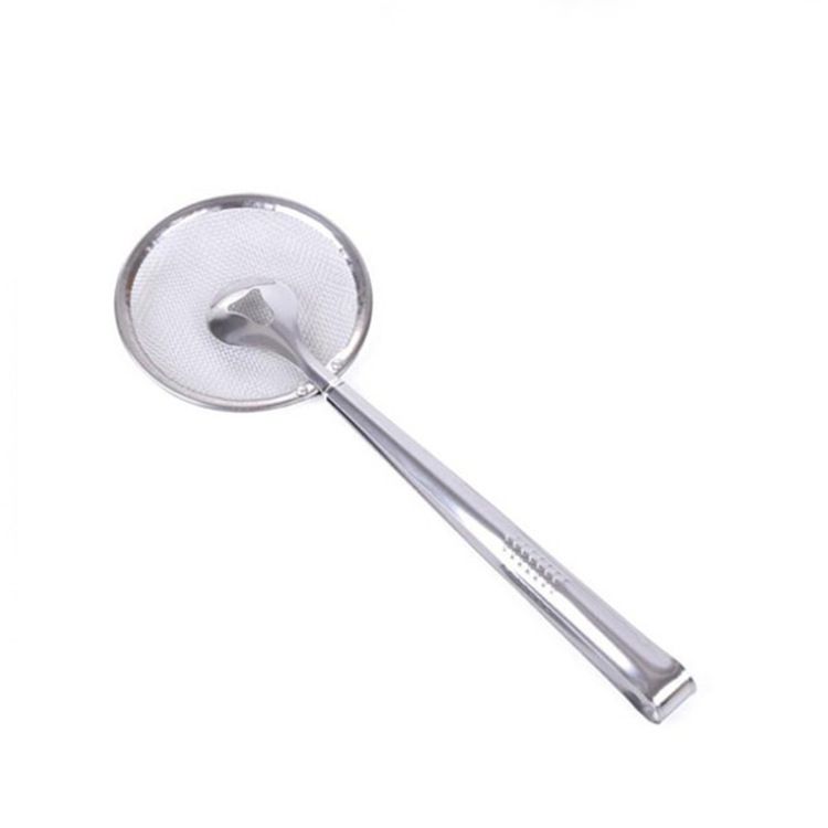 Multi-Functional Stainless Steel Kitchen Tongs with Built-in Strainer Spoon