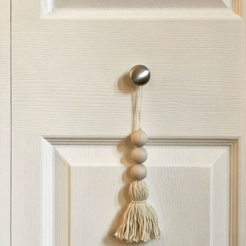 2PCS， Wood Bead Ornaments Farmhouse Beads with Tassel Ornaments Hanging view 2