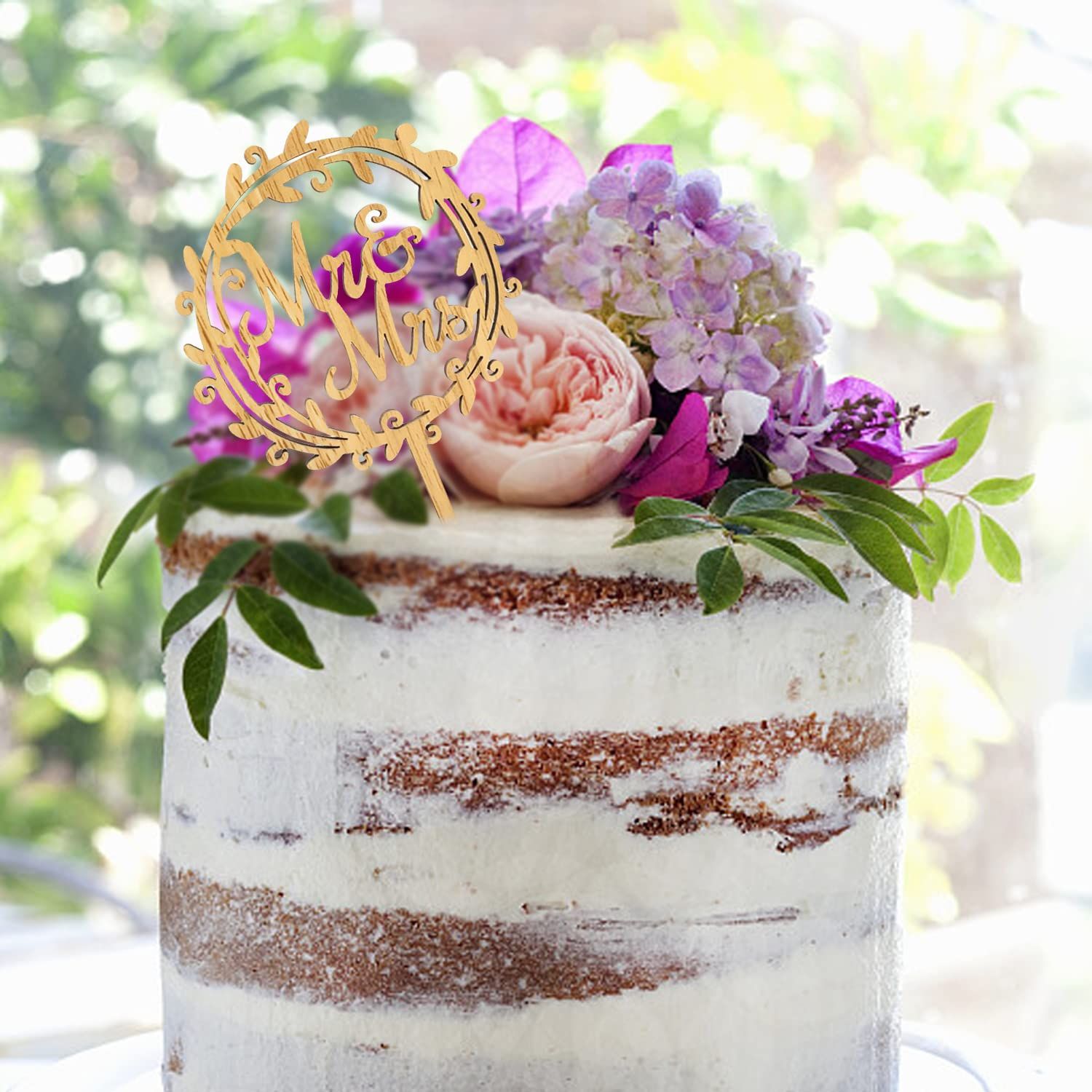 Chic Rustic Style Wedding Engagement Cake Topper view 4
