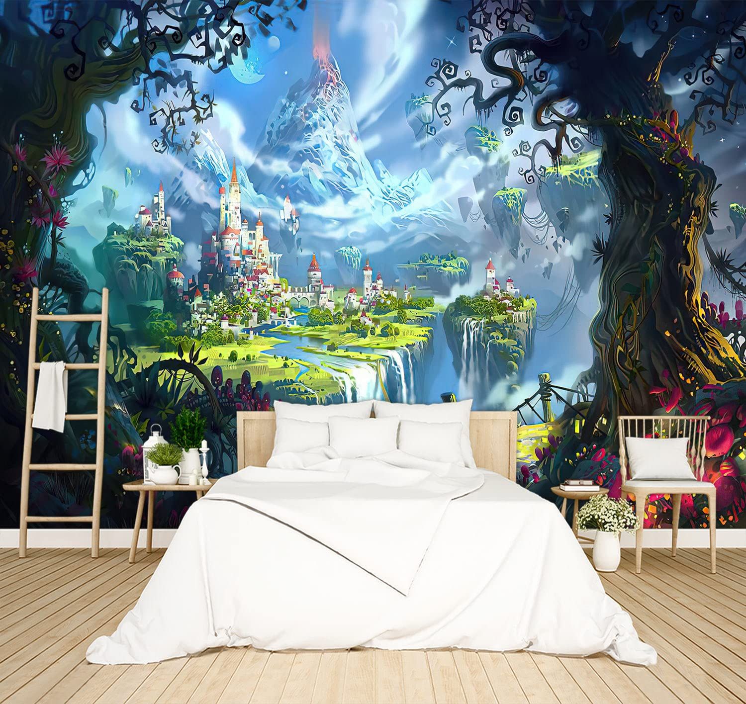 3D space enchanting forest background view 4