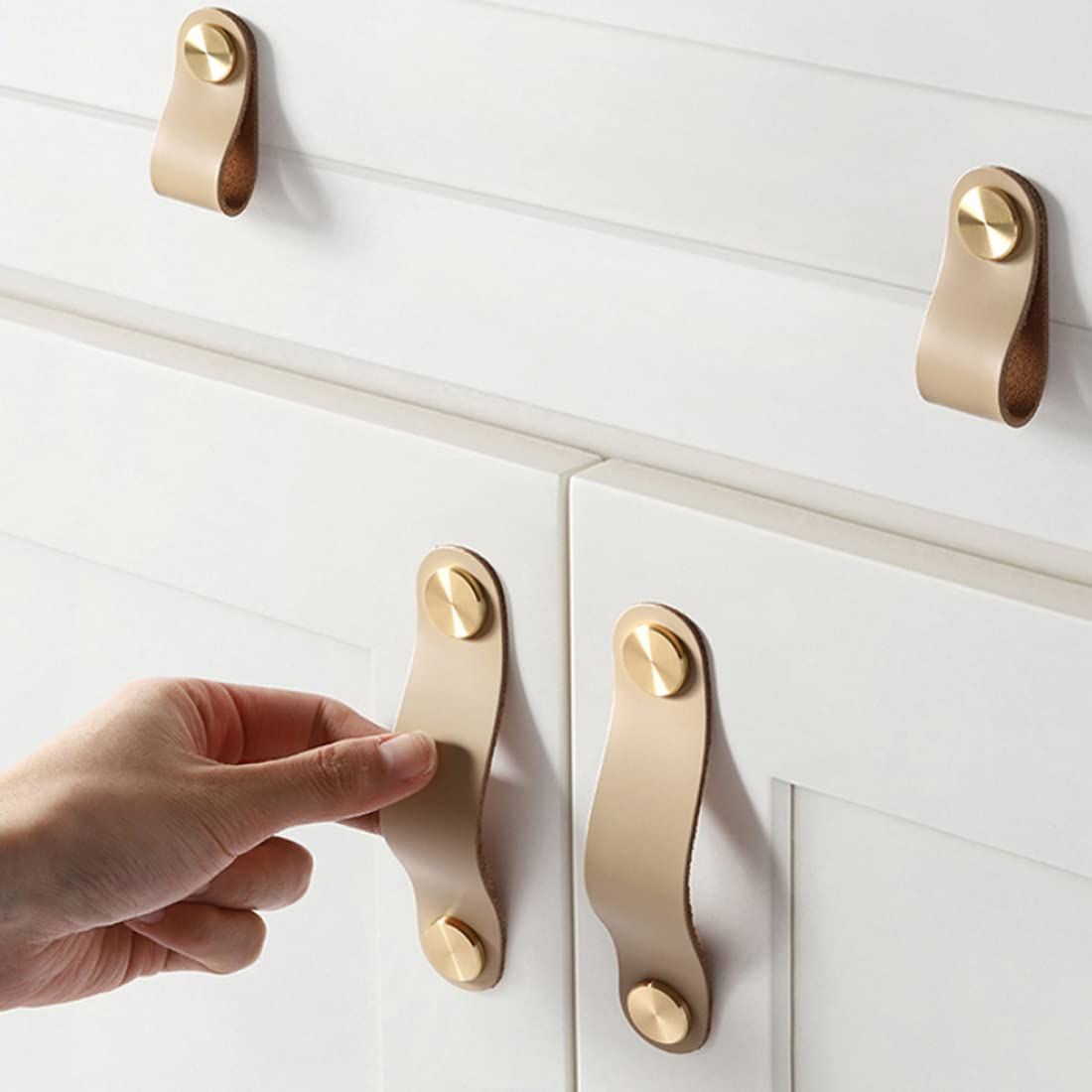 4PCS Leather Drawers Pulls Handles view 2