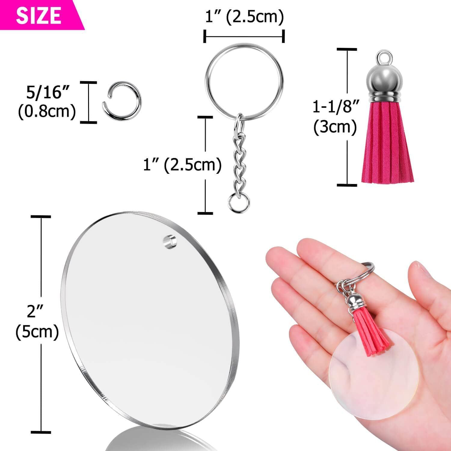 40PCS Acrylic Keychain Blank with Key Rings: Tassels Key Chain for Craft view 2