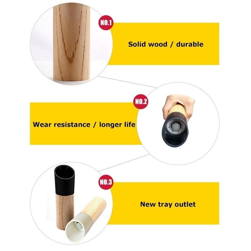 2PCS Grinder Pepper Wood Salt Pepper Grinder Spice Grinder Handheld Seasoning view 4