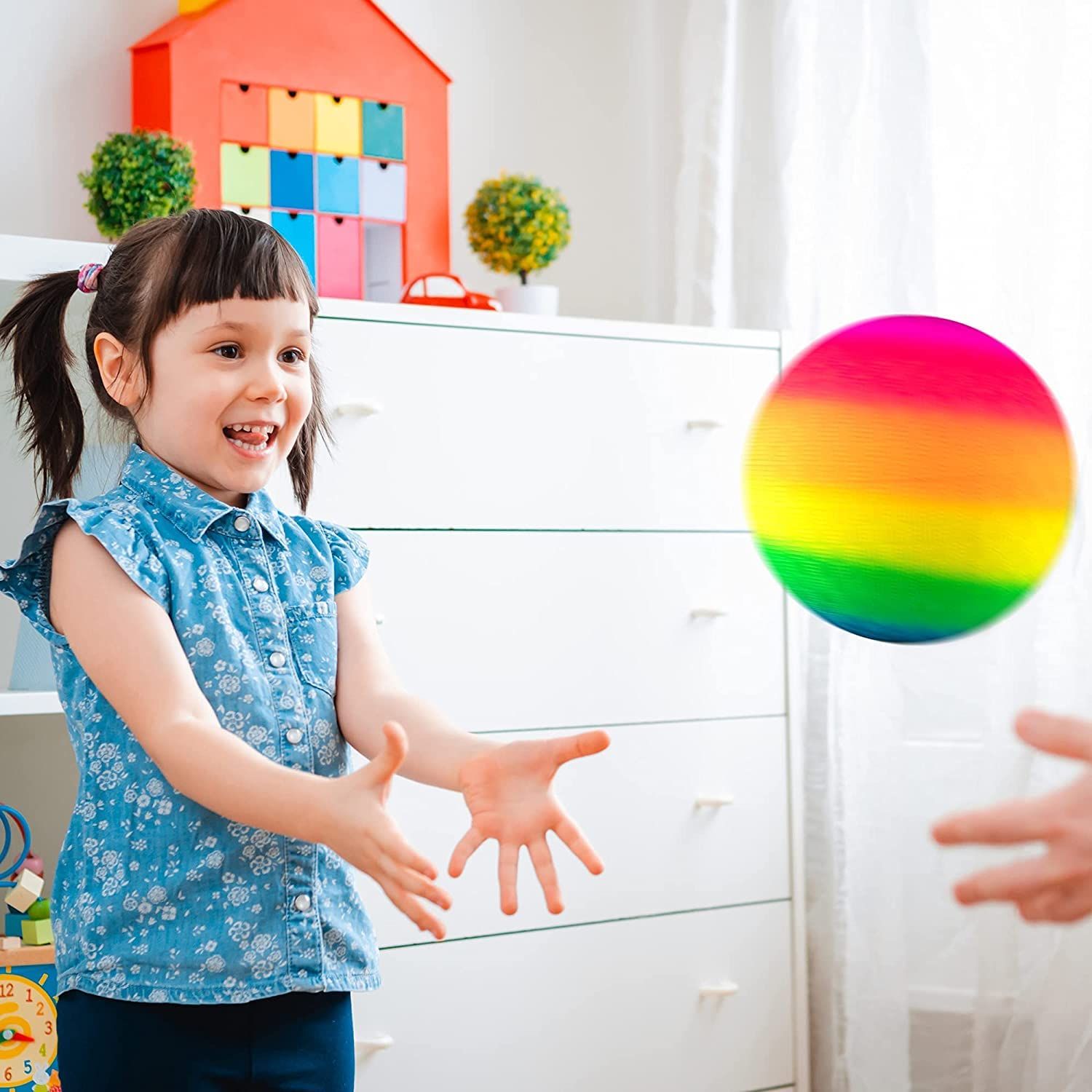 Rubber Playground Balls for Kids Jumbo Size Rainbow Inflatable Backyard Play view 5