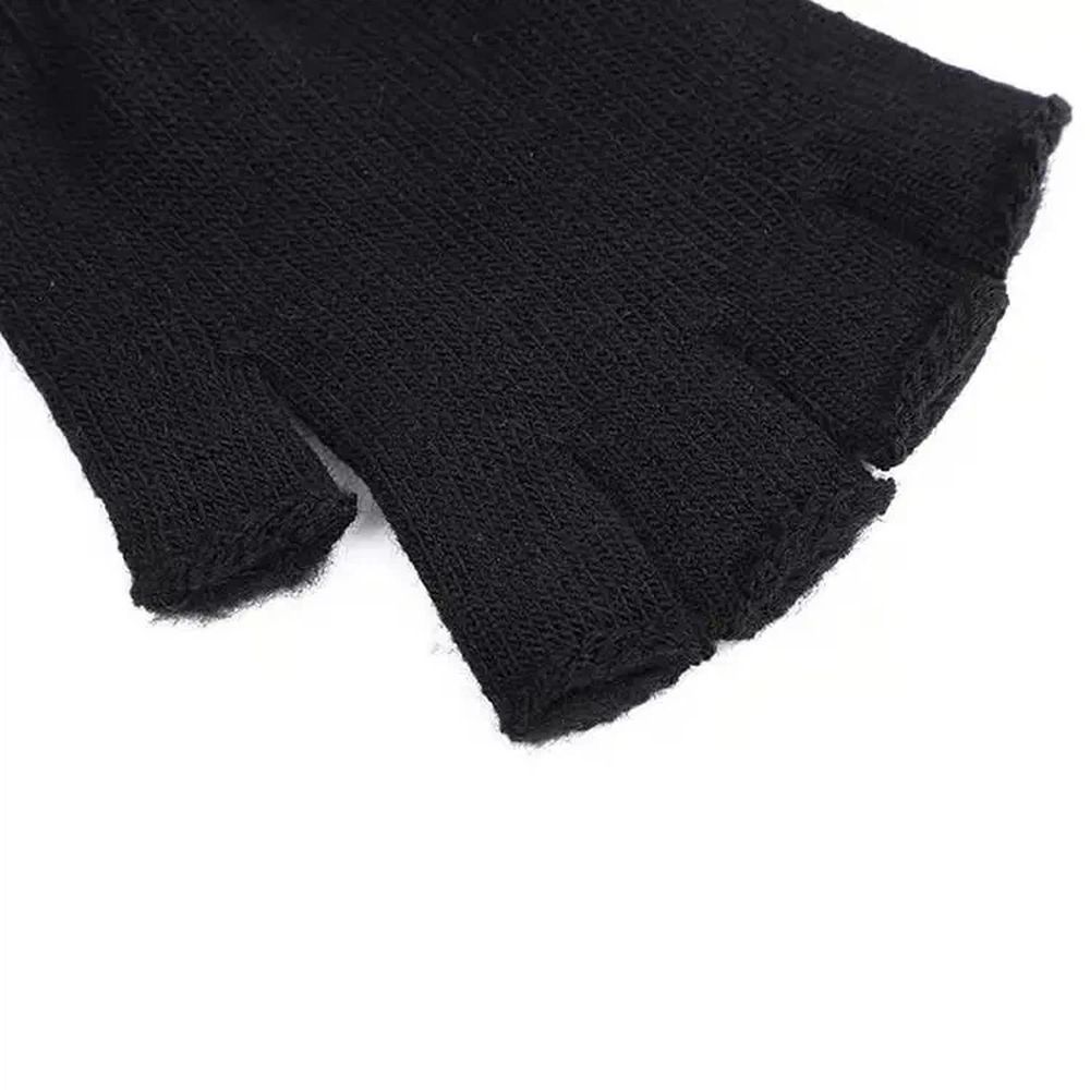Unisex Half Finger Gloves Winter Stretchy Knit Fingerless Gloves in Common view 4