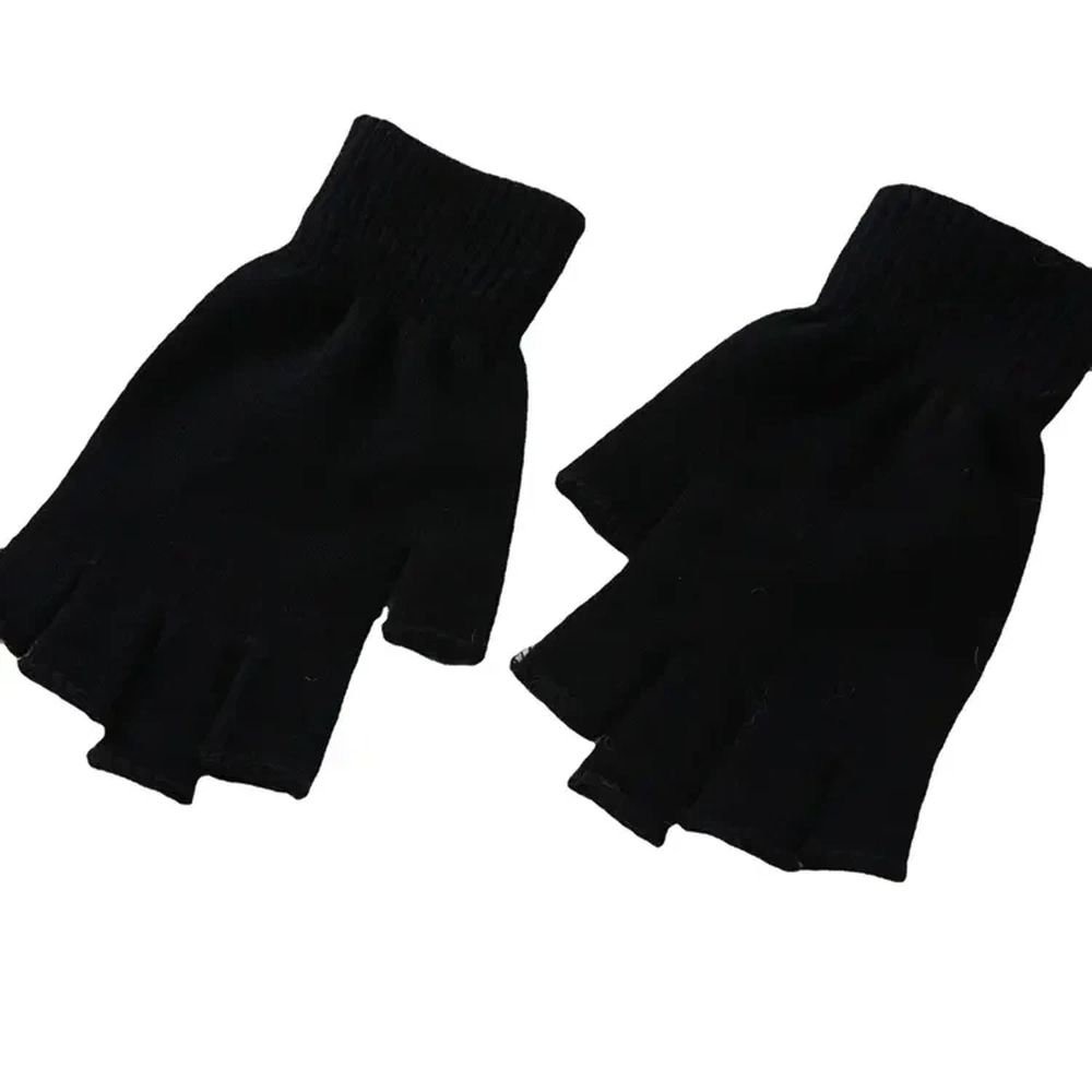 Unisex Half Finger Gloves Winter Stretchy Knit Fingerless Gloves in Common view 5