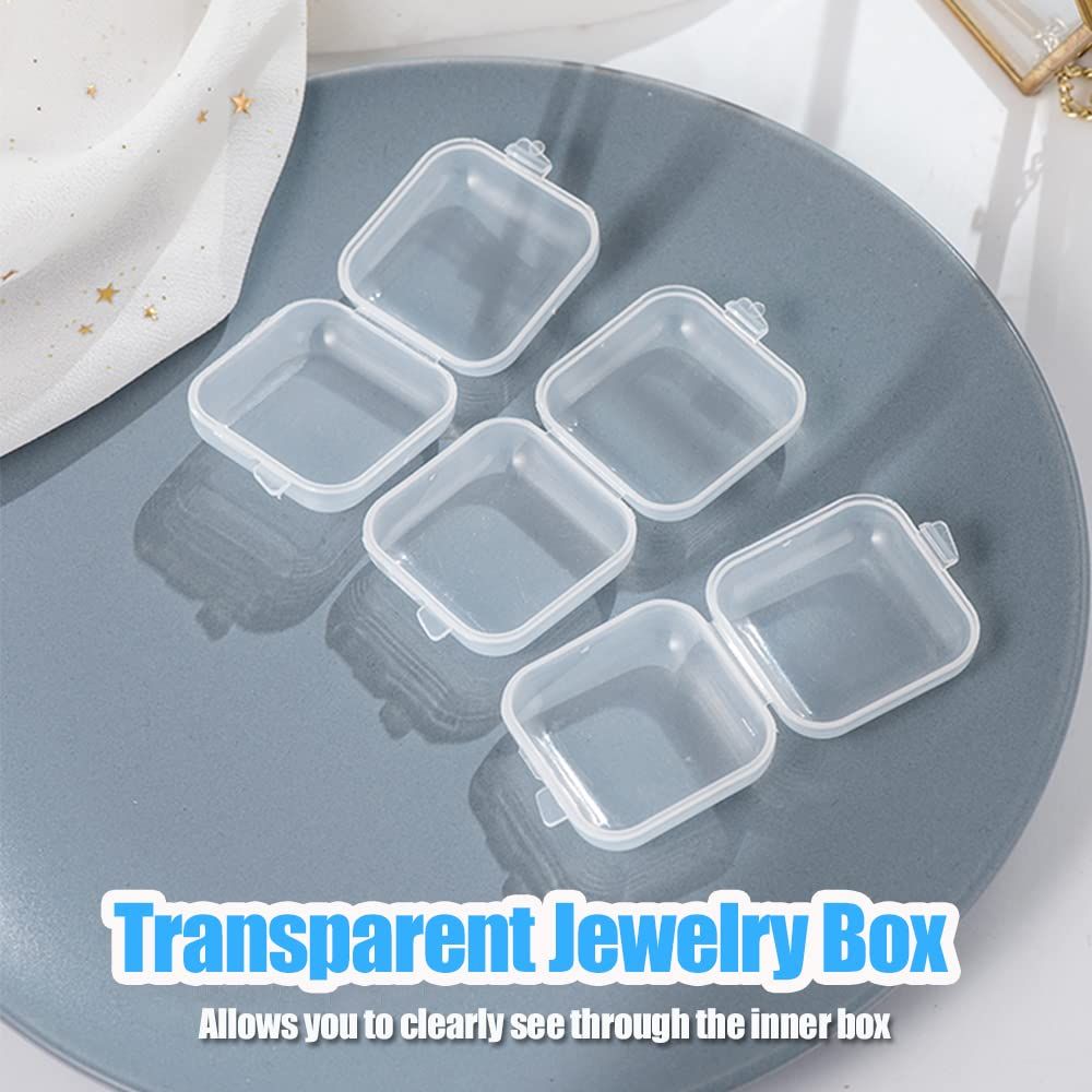 4PCS，mini square storage box with hinged lid view 4