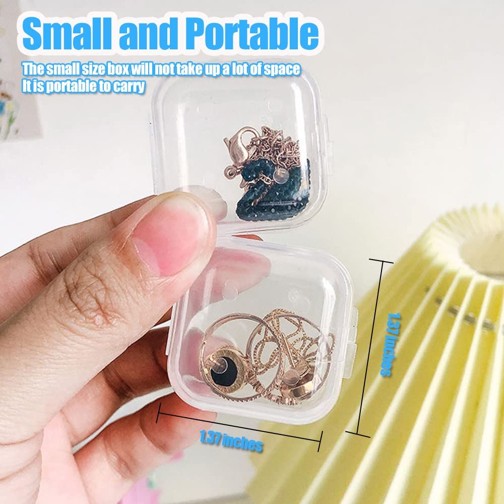 4PCS，mini square storage box with hinged lid view 5