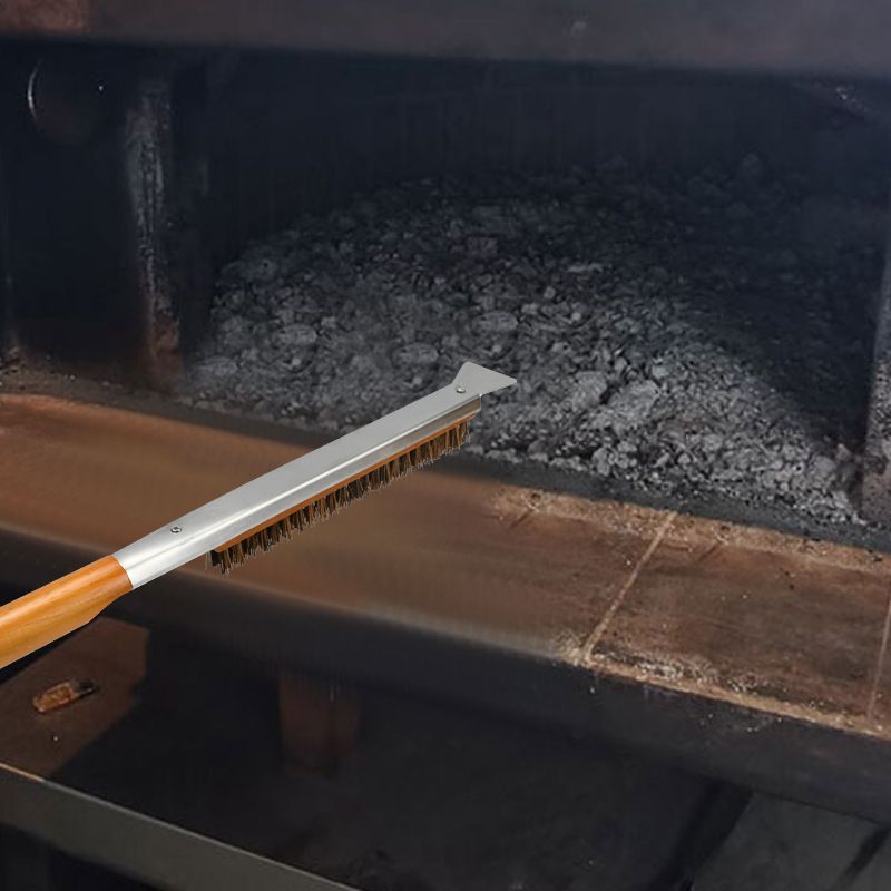 Pizza Oven Brush with Scraper Brass Bristles Pizza Brush for Pizza Oven 53.5cm view 4