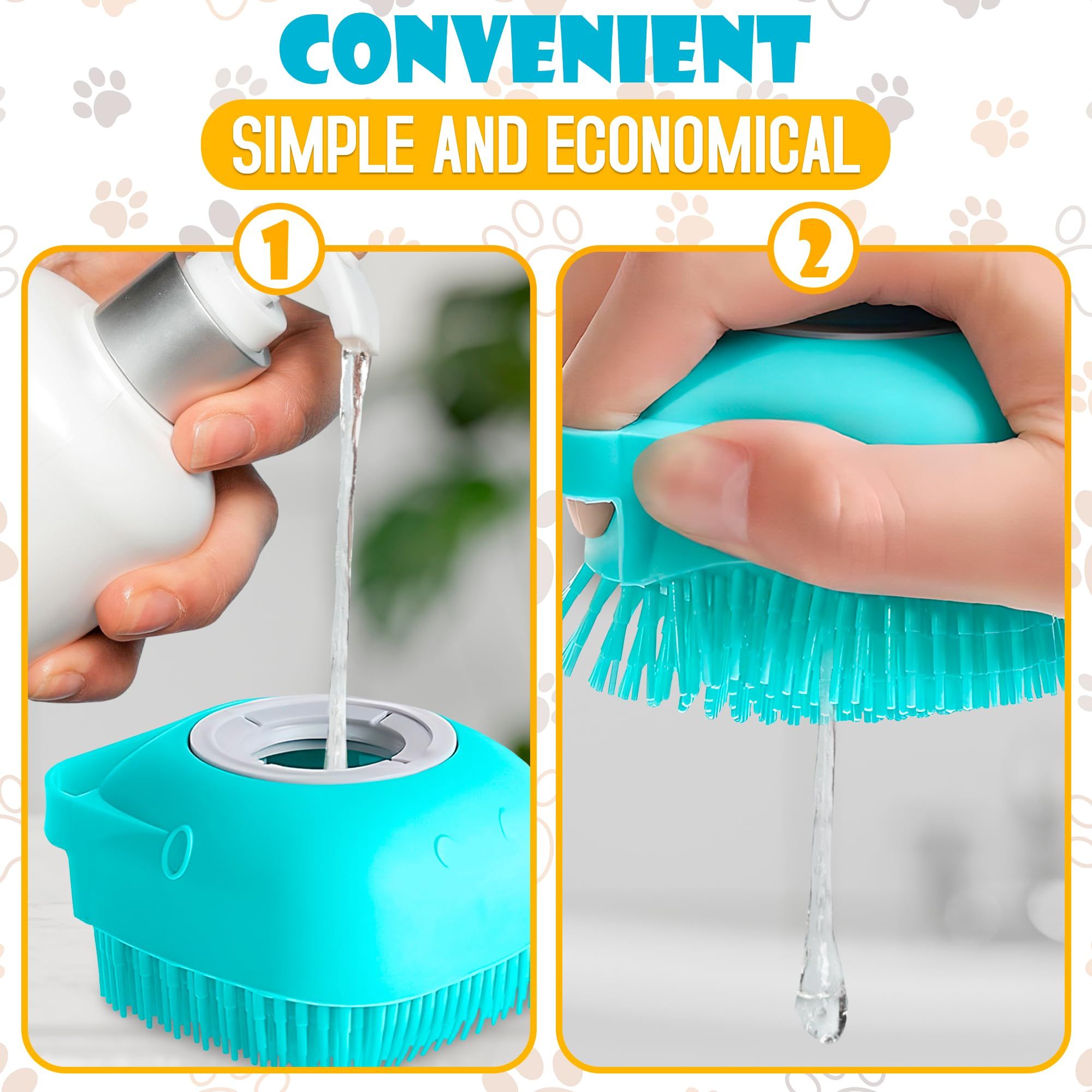 Dog Bath Brush, Dog Grooming Brush - Silicone Cat Shampoo Comb, Shampoo view 3