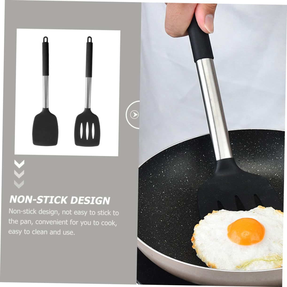 Scraper tools, 2 silicone spatulas, non stick spatulas, egg flipping spatulas view 2