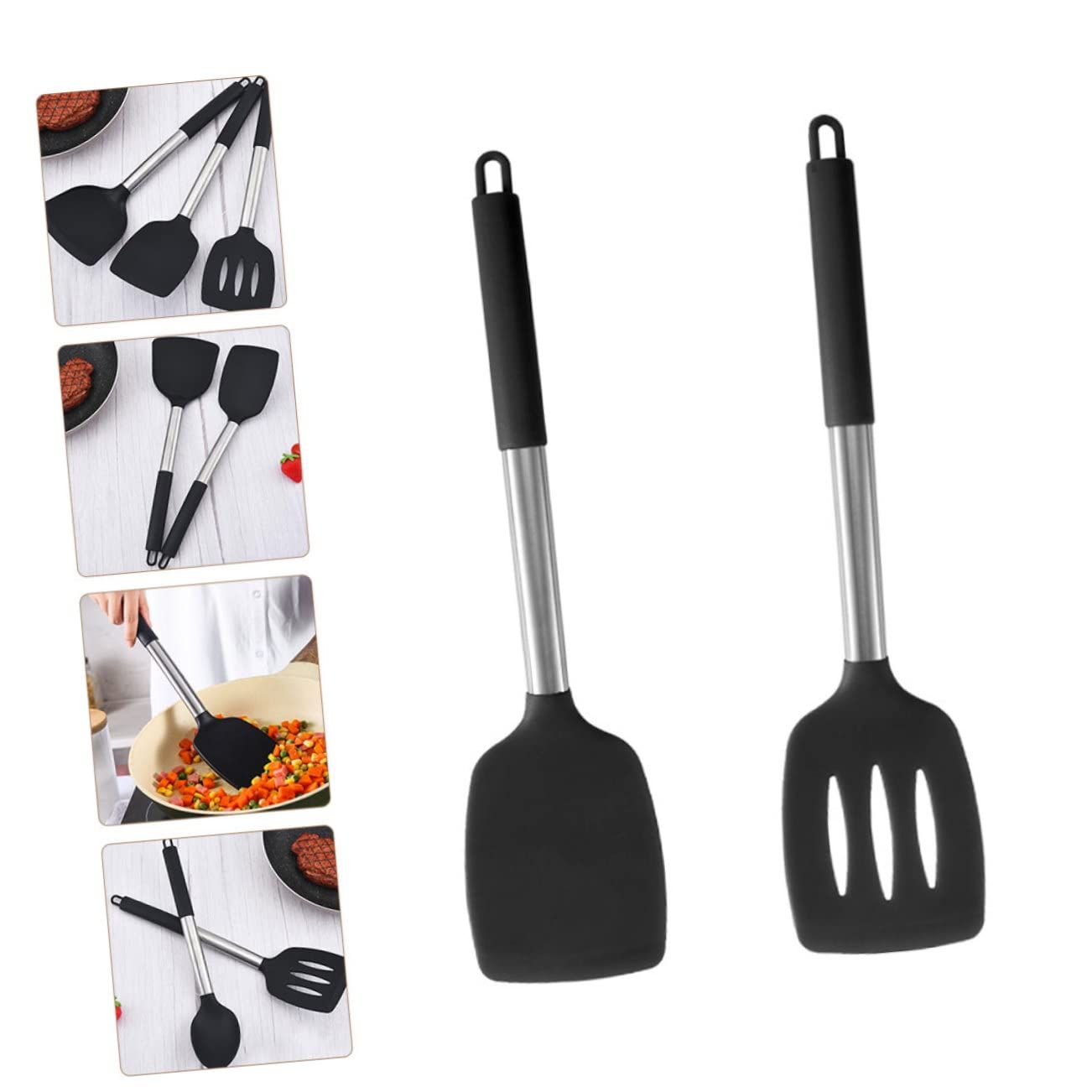 Scraper tools, 2 silicone spatulas, non stick spatulas, egg flipping spatulas view 4