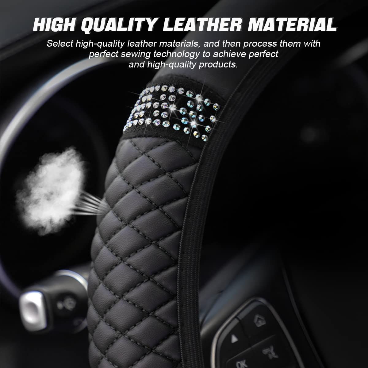 Colorful Rhinestones Auto Elastic Steering Wheel Protector view 2