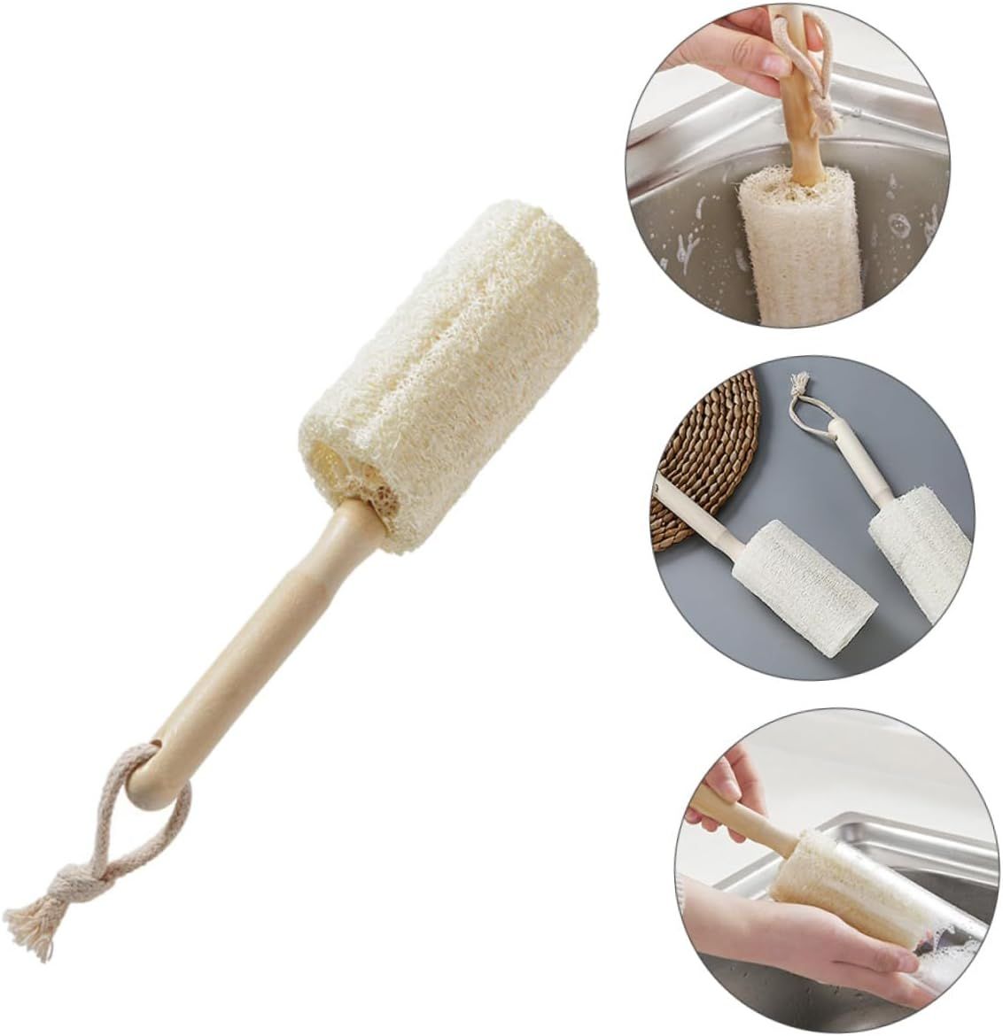 Loofah Cup Brush Bottle Brush Cleaning Brush Natural Sponge Kitchen Scrub view 5
