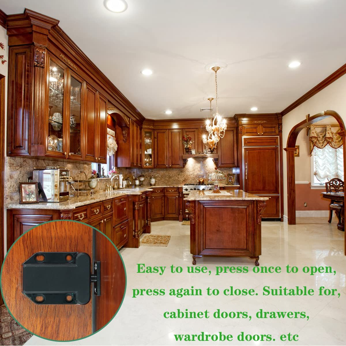 Cabinet Push Latch, 2 Pack Push to Open Catch Lock, Rebound Self-Locking view 4