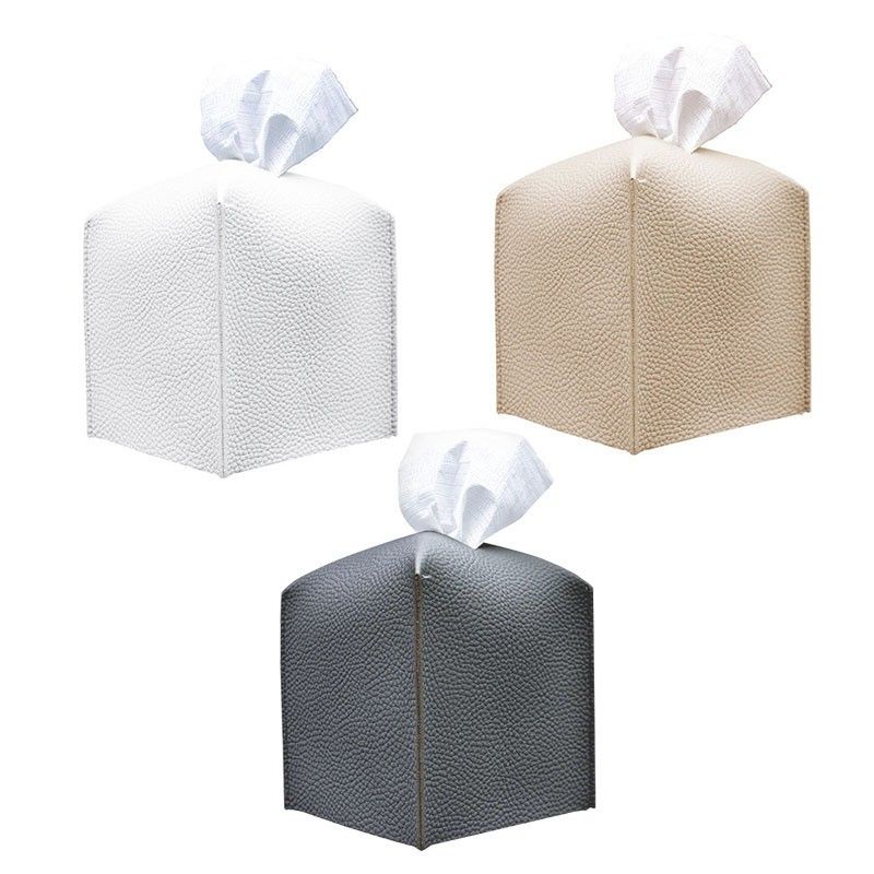 Tissue Box Cover, Refined Modern PU Leather Square Holder - Decorative view 4
