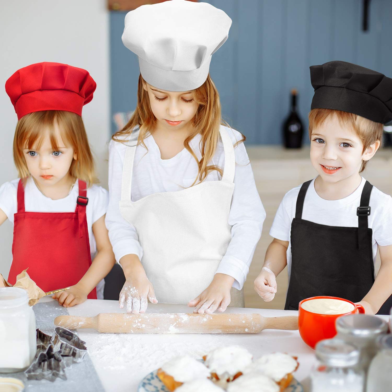 6 Pieces Kids Chef Hat Apron Set view 3
