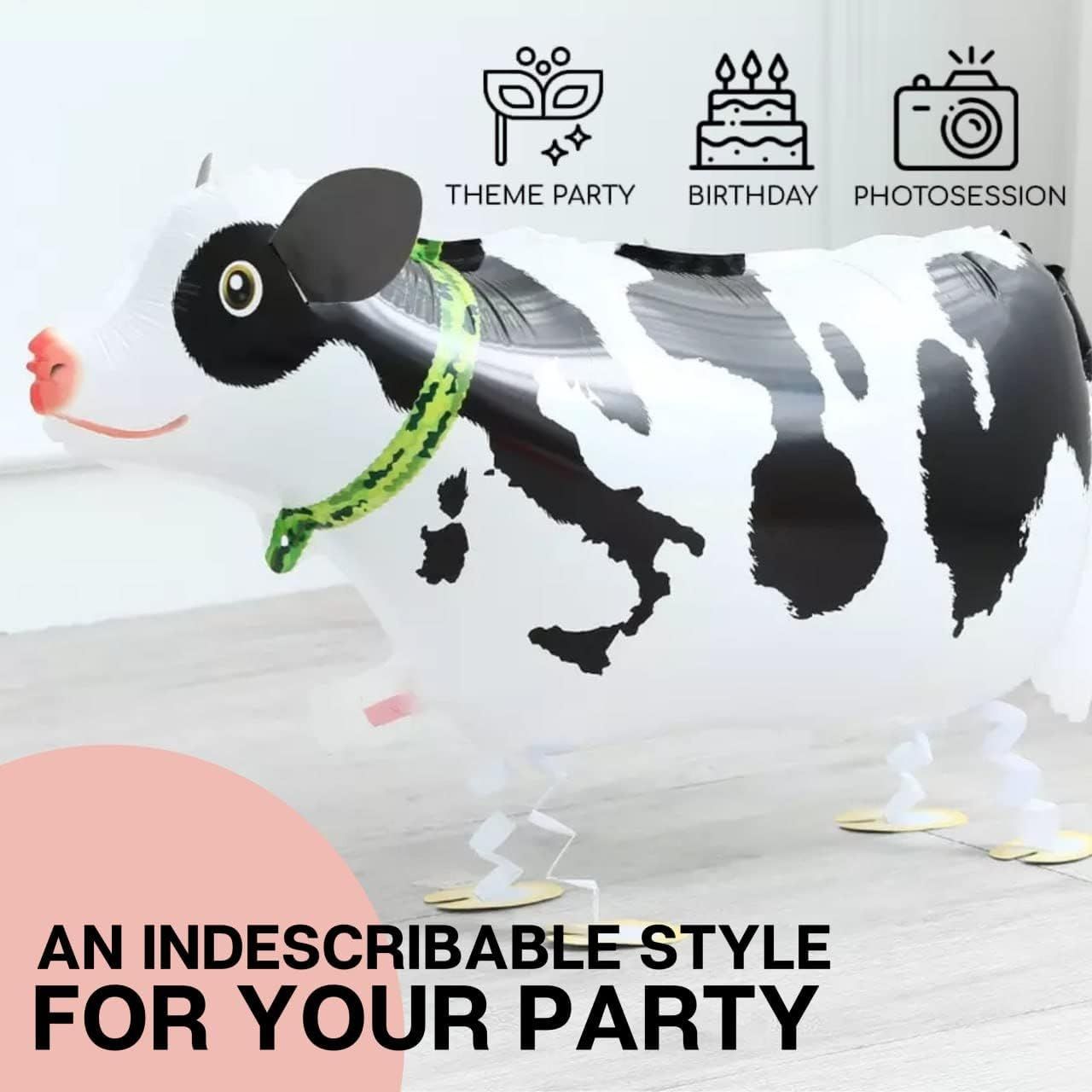 3PCS Cow Balloons Cow Party Favors Mylar Cow Balloon Birthday Decorations Cow view 2