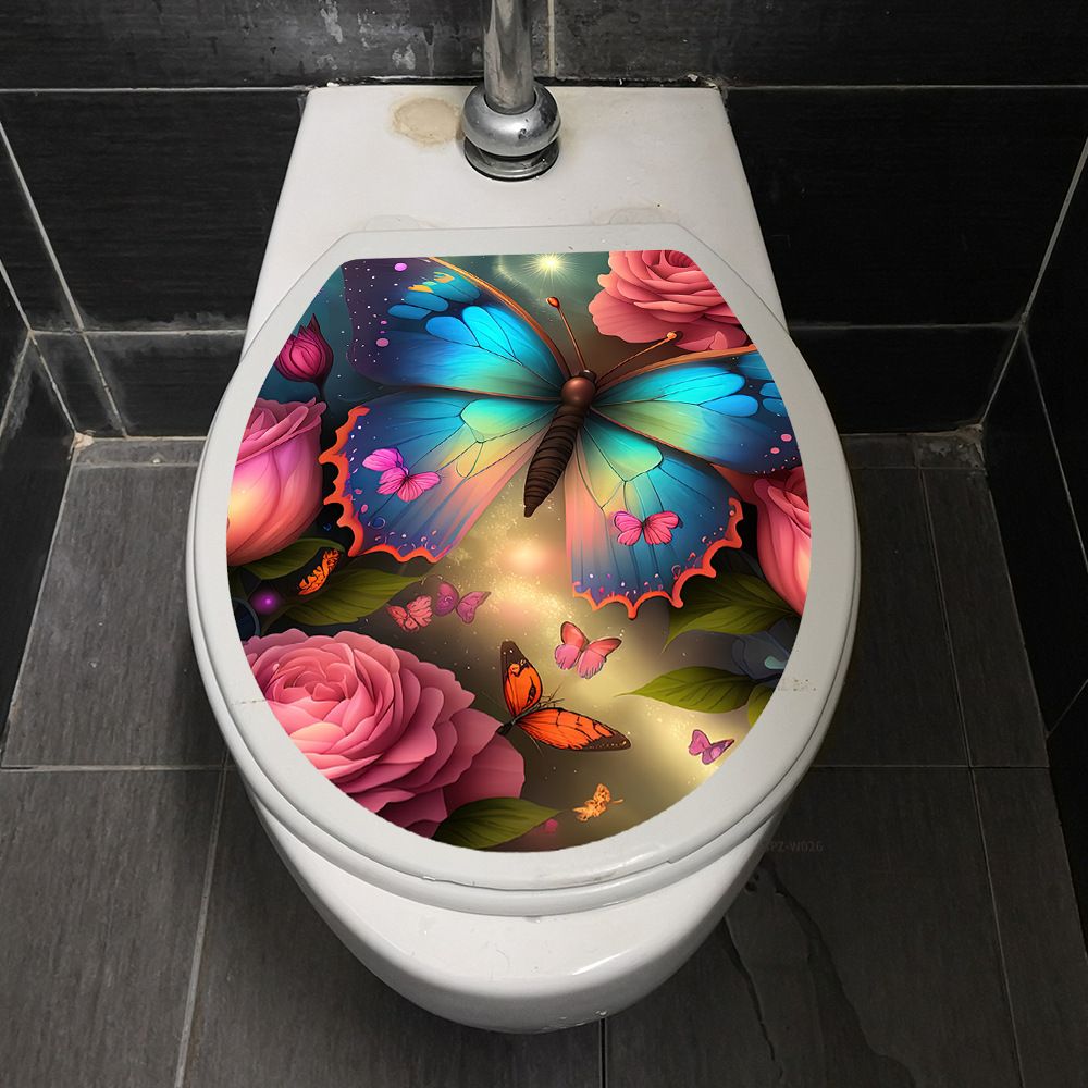 Toilet Seat Cover Sticker Toilet Lid Decal Bathroom Decorative Stickers (Cool
