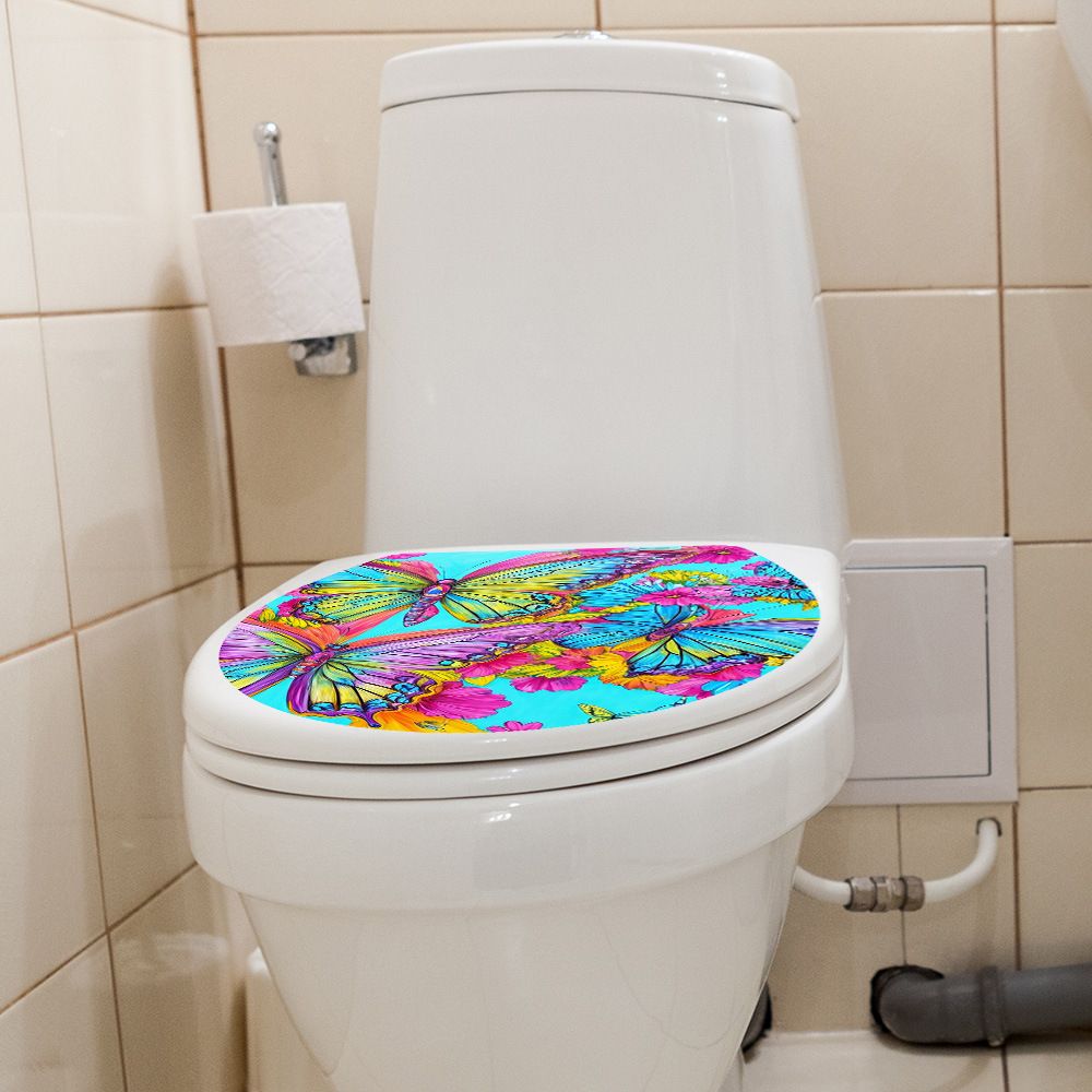Flower Bathroom Toilet Cover Decal Sticker PVC Sticker Removable Self Adhesive view 2