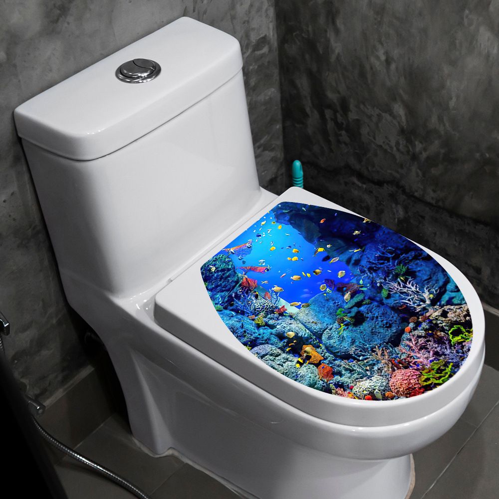 Ocean Series Undersea Wall Decals Tropical Fish Toilet Lid Cover Stickers for — image 1